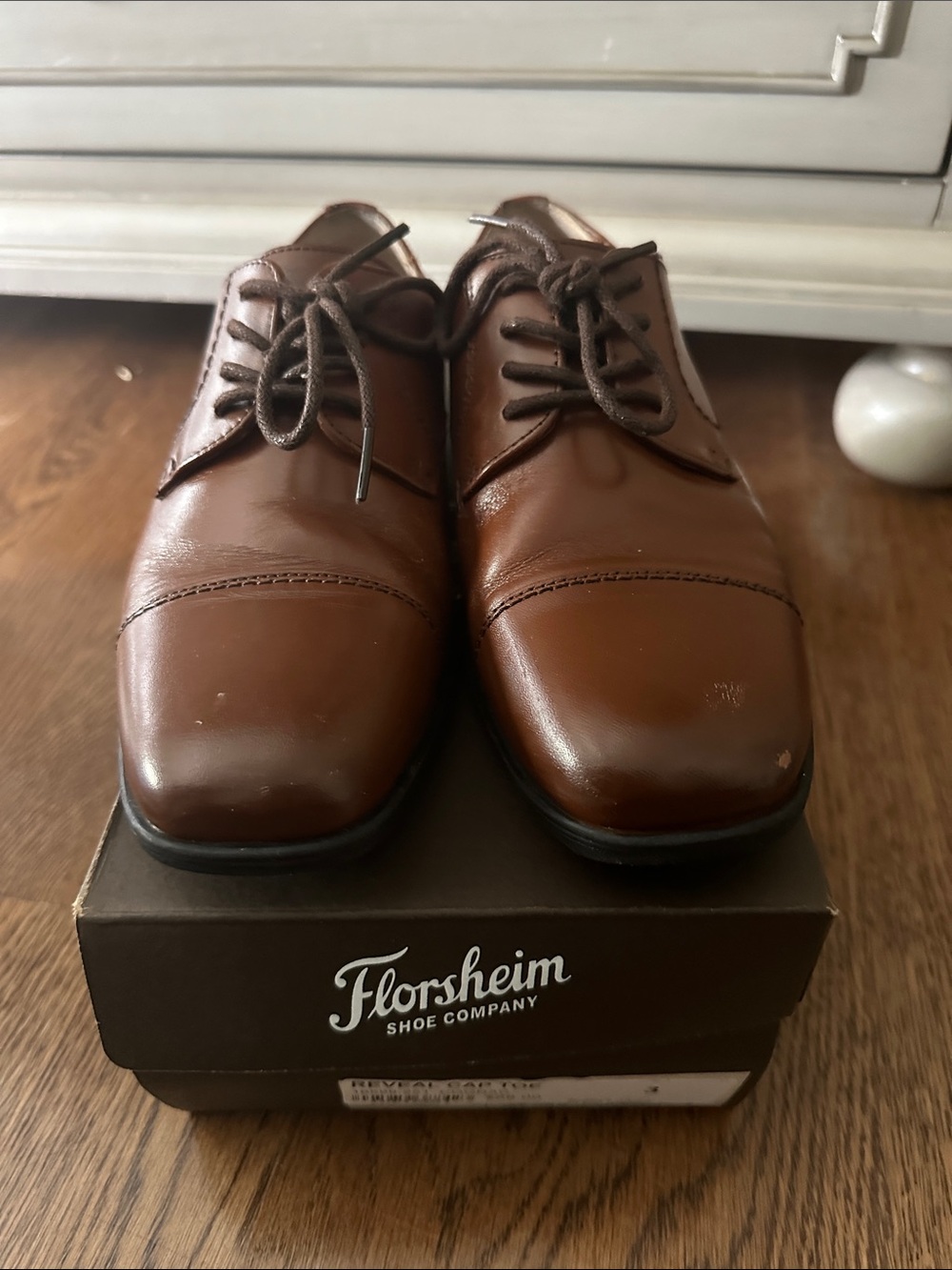 Florsheim Kid’s Brown Cap-Toe Oxford Dress Shoes